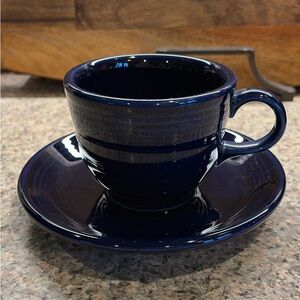 Fiesatware Cobalt Cup and Saucer Set, discontinued color